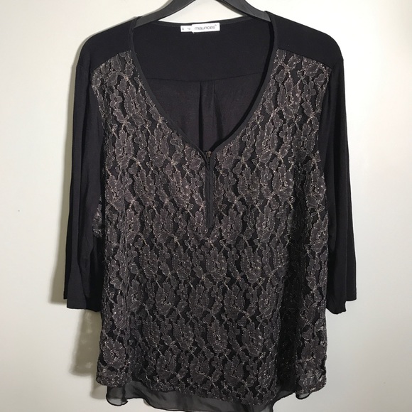 Maurices Tops - Maurice’s Size 4 Black w Gold Lace Top